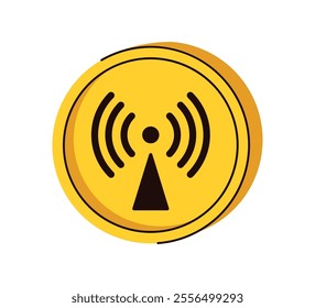 Non ionizing round symbol. Hand draw, vector flat illustration.
