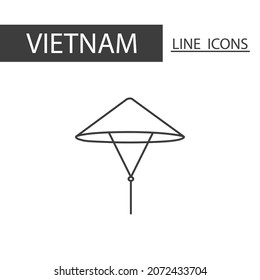 Non La Vietnamese's Famous Conical Hat icon. The icons as Vietnam signature in black lines.