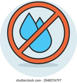 Nicht-Flüssigdruckkonzept, Signieren mit Droplet-Vektorsymbol-Design anhalten, Offset-Drucksymbol, Digital Printer Services Sign, Cmyk-Farbdruckgeräte Stockillustration