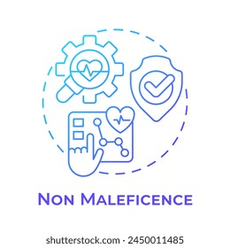 Non maleficence blue gradient concept icon. Principle of bioethics. Patient care. Do no harm. Round shape line illustration. Abstract idea. Graphic design. Easy to use in presentation