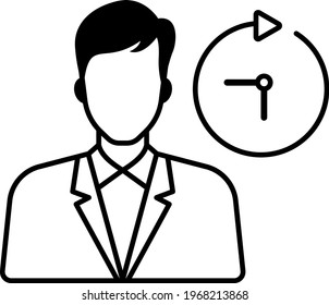 Non Permanent Staff Member Pictogram, Visiting Faculty Vector Icon Design,  Business Character Stock Illustration, Part Time Employee Concept, Hrm Symbol On White Background, Gig Based Resource Sign, 