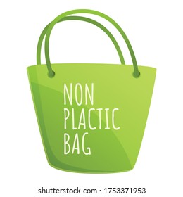 Non plastic bag icon. Cartoon of non plastic bag vector icon for web design isolated on white background