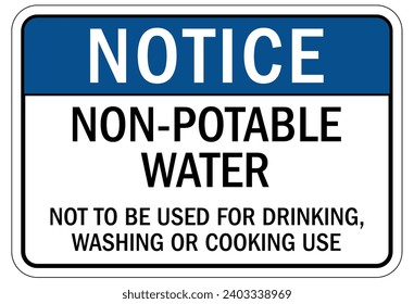 Non potable water warning sign and labels