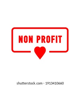 Non profit. Badge with heart icon. Flat vector illustration on white background.