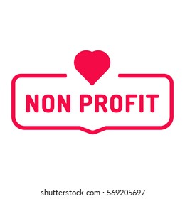 Non Profit. Badge With Heart Icon. Flat Vector Illustration On White Background.