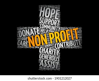Non Profit cross word cloud, social concept background