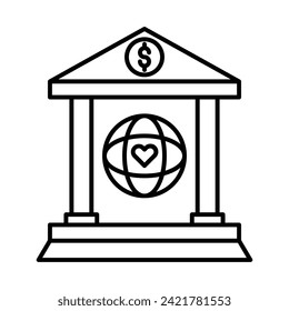 Diseño de iconos de línea de vectores de organización sin fines de lucro
