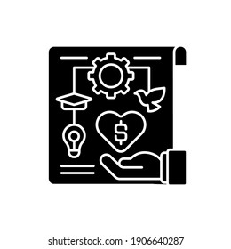 Non Profit Project Black Glyph Icon. Organized And Operated For A Collective Or Social Benefit. Not Receiving Money From Your Work. Silhouette Symbol On White Space. Vector Isolated Illustration