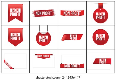 non profit red vector banner illustration isolated on white background
