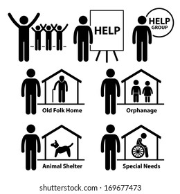 Non Profit Social Service Responsibilities Foundation Volunteer Stick Figure Pictogram Icon