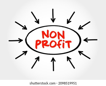 Non Profit text with arrows, concept for presentations and reports