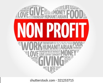 Non Profit word cloud, heart concept