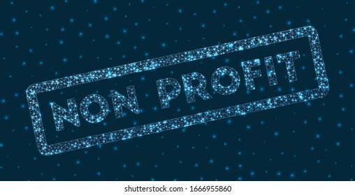 Non profit word in digital style. Glowing geometric non profit badge. Captivating vector illustration.