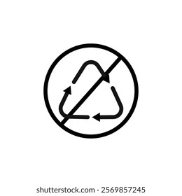 Non Recyclable icon Black and white outline vector