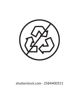 Non Recyclable icon black and white vector outline sign