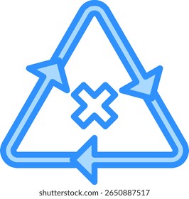 Non Recyclable Icon Blue Color Vector Illustration