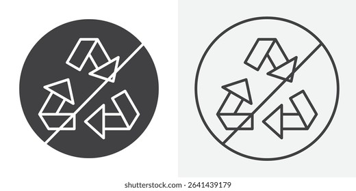 Non Recyclable icon Line graphics illustration