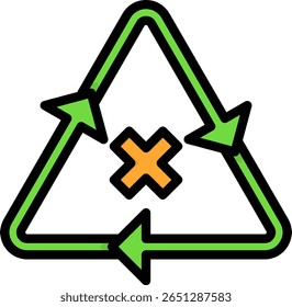 Non Recyclable Icon Lineal Color Vector Illustration