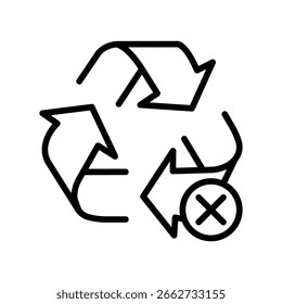Non Recyclable Vector Outline Icon. EPS 10 File