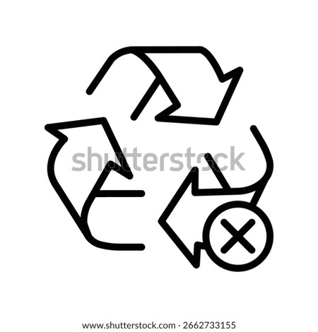 Non Recyclable Vector Outline Icon. EPS 10 File
