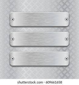 Non slip surface with brushed metal plates. Vector 3d illustration 
