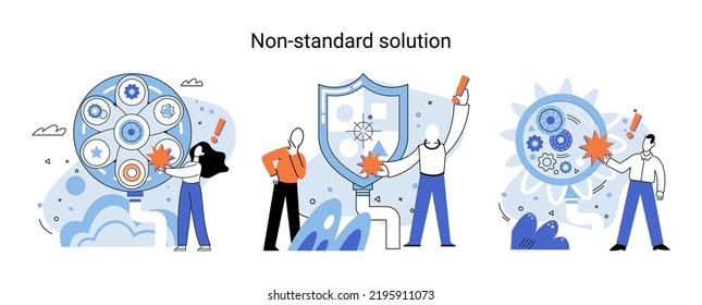 Non standart solution metaphor. Finding decisionss, problem solving. Teamwork, partnership. Working collaboration, corporate cooperation, creativity idea and innovation, colleagues mutual help