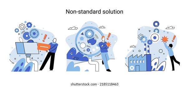 Non standart solution solving problem metaphor, answer to question or creativity idea innovation help business success. Alternative decision or business strategy plan, fallback option business choice