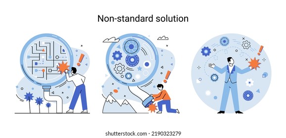 Non standart solution solving problem metaphor, answer to question or creativity idea innovation help business success. Alternative decision or business strategy plan, fallback option business