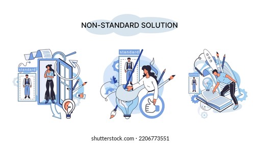 Non standart solution solving problem metaphor, answer to question or creativity idea innovation help business success. Alternative decision or business strategy plan, fallback option business choice