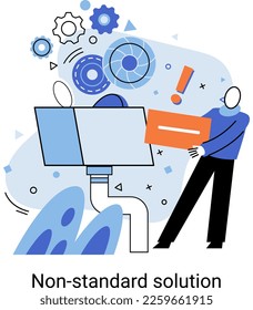 Non standart solution solving problem metaphor, answer to question or creativity idea innovation help business success. Alternative decision or business strategy plan, fallback option business choice