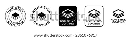 Non Stick Coating, set of vector labels for kitchen pan or cooking pot. Сток-фото © 