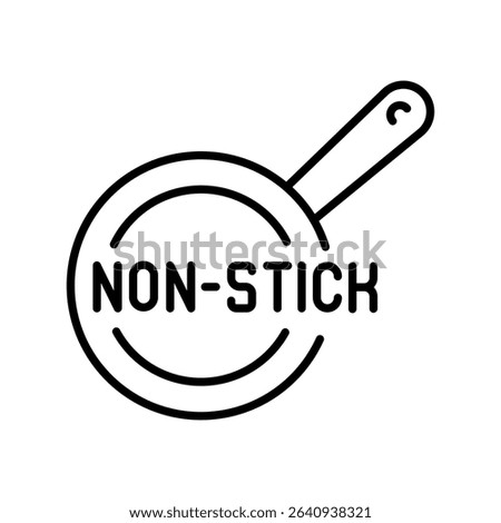 Non stick cookware black line icon for digital and print projects. PFAS product. Minimal clean icons for apps and websites. Modern simple icons for UI UX and branding