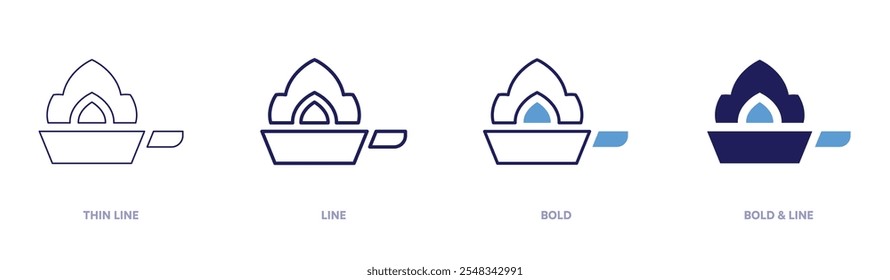 Non stick frying pan icon in 4 different styles. Thin Line, Line, Bold, and Bold Line. Duotone style. Editable stroke.