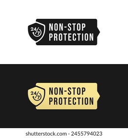 Non stop protection label or Non stop protection seal vector isolated. Non stop protection seal for websites, product packaging design and more.