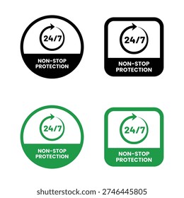 Non stop protection label or Non stop protection seal vector isolated. Non stop protection seal for websites, Non stop protection sign, logo, badge