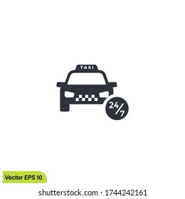 Symbol für den Taxidienst ohne Unterbrechung im trendigen flachen Design, Vektor-Abbildung 10