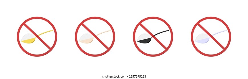 Non sugar in product set icon. Sweetness, sugar cubes, coffee, tea, saucepan, cup, diabetes, sugar bowl, flour. Dessert concept. Vector line icon on white background
