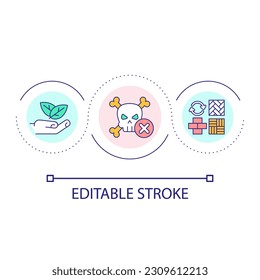 Non toxic construction materials loop concept icon. Eco friendly building. Sustainable industry abstract idea thin line illustration. Isolated outline drawing. Editable stroke. Arial font used