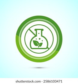 Non toxic icon design illustration. No harmful chemical sign. Green color button design