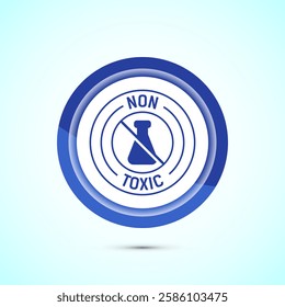 Non toxic icon design illustration. No harmful chemical sign. Blue color button design