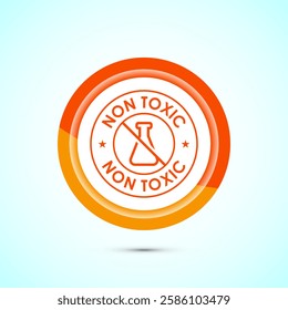 Non toxic icon design illustration. No harmful chemical sign. Orange color button design