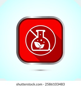 Non toxic icon design illustration. No harmful chemical sign. Red shadow button design