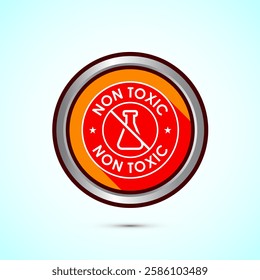 Non toxic icon design illustration. No harmful chemical sign. Orange shadow button design