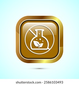 Non toxic icon design illustration. No harmful chemical sign. Gold color square button design