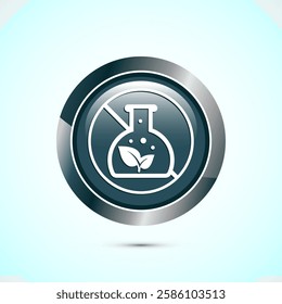 Non toxic icon design illustration. No harmful chemical sign. Gray color round button design