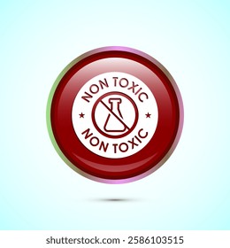 Non toxic icon design illustration. No harmful chemical sign. Red color round button design