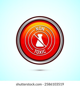 Non toxic icon design illustration. No harmful chemical sign. Orange color round button design