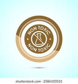 Non toxic icon design illustration. No harmful chemical sign. Gold color button design