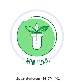 Non Toxic Icon Set. Set Of Eco Badges. Free From Artificial Ingredients, Pesticide, Phosphate Logos. For Cosmetics, Organic Food, Packaging. Vector Illustration