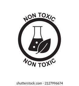 non toxic label icon in black flat glyph, filled style isolated on white background